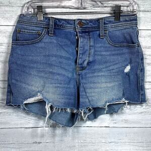 Hollister 7/28 High Rise Mom short cut off button‎ fly denim y2k summer cover up